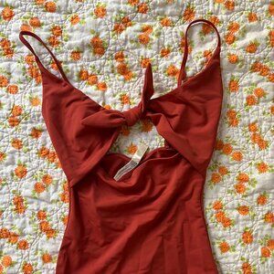 Aritzia Wilfred Noe Tie-Front Bodysuit/Swimsuit in Moroccan Spice, XXS